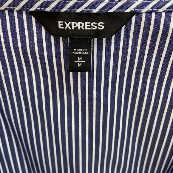 Express Blue and White Striped Size M Blouse - Picture 5 of 7